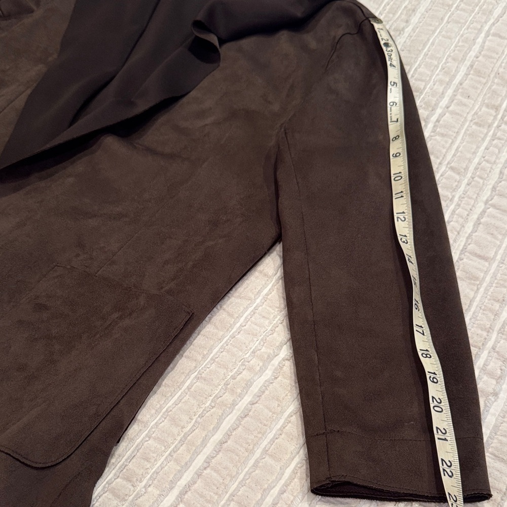 Zara Basic Faux Suede Dark Brown Women's Cape Coat with‎ Hood - Small - Picture 14 of 15